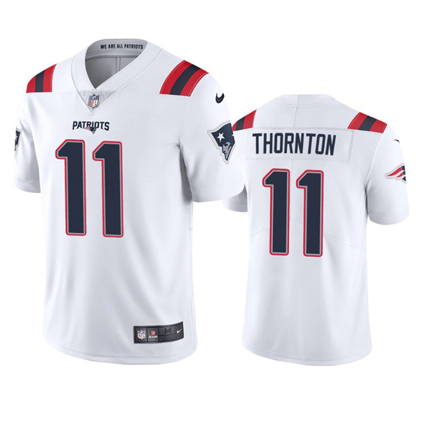 Men's New England Patriots #11 Tyquan Thornton White Vapor Untouchable Limited Stitched Jersey - Click Image to Close